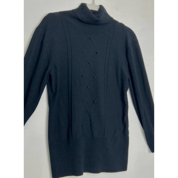 Klass Tailoring UK Women's Embroidery 3/4 Sleeve Turtleneck in Black - Sz M - Picture 3 of 5